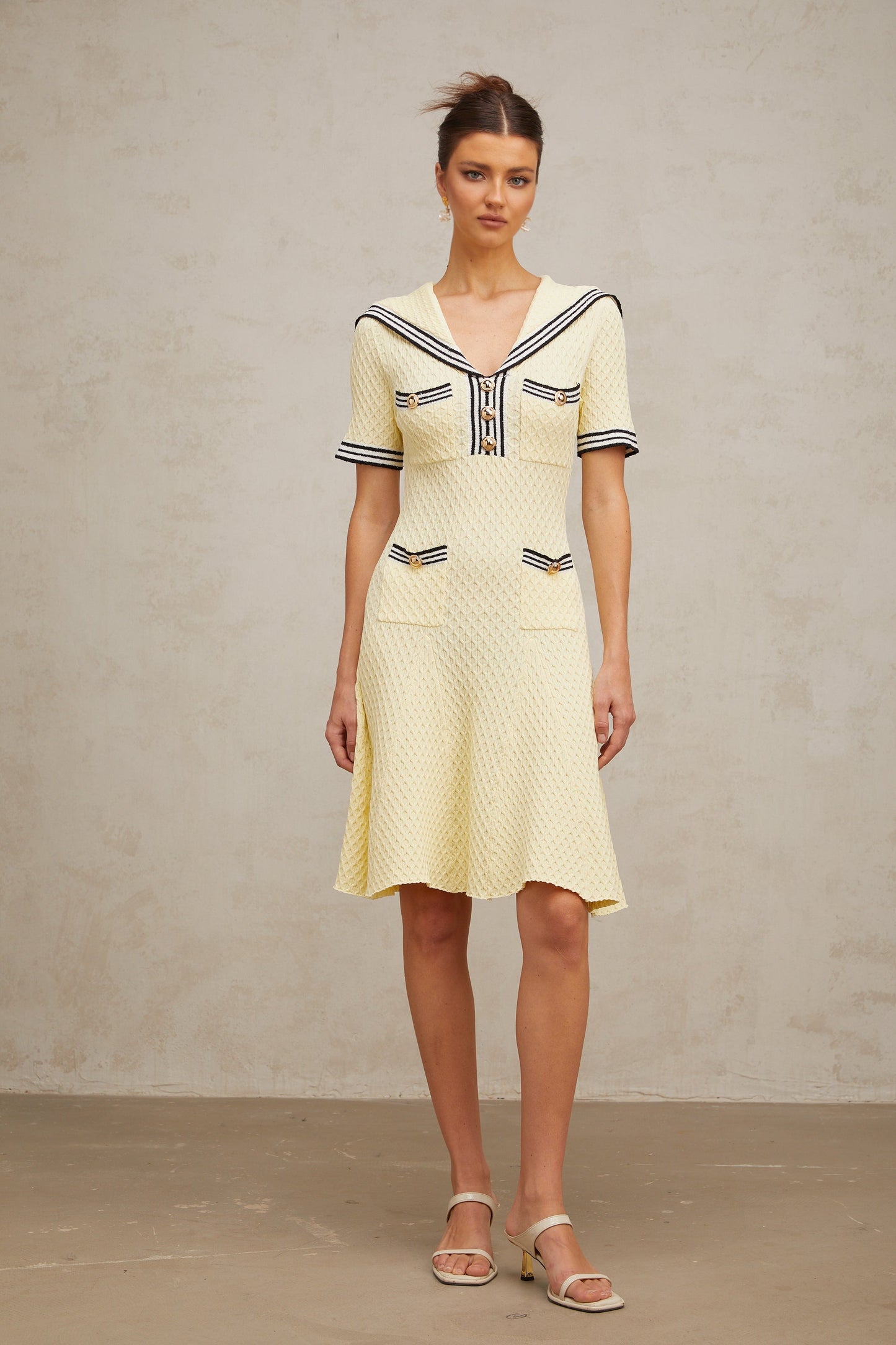 Madeleine yellow sailor-collar knitted dress