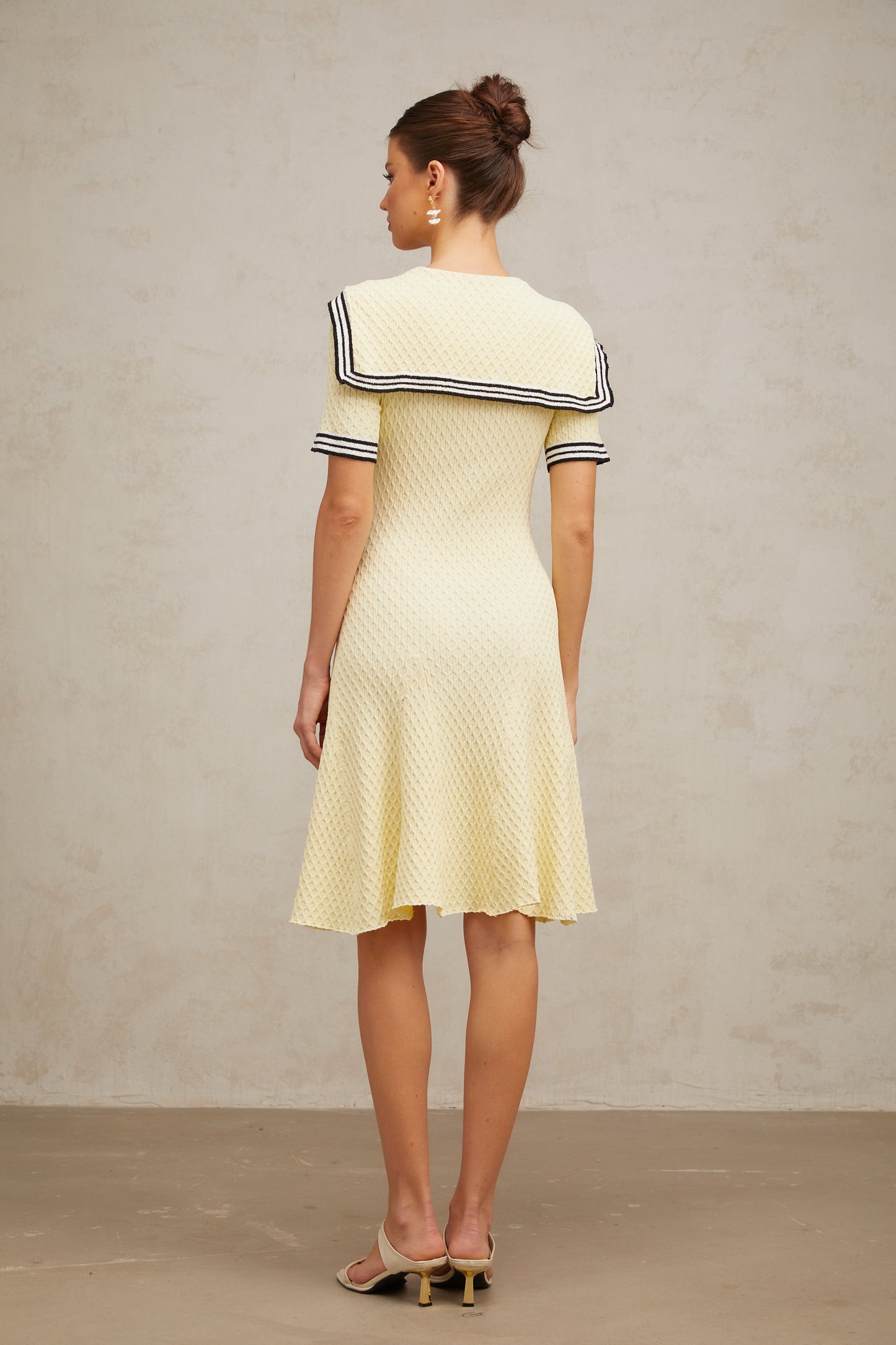 Madeleine yellow sailor-collar knitted dress