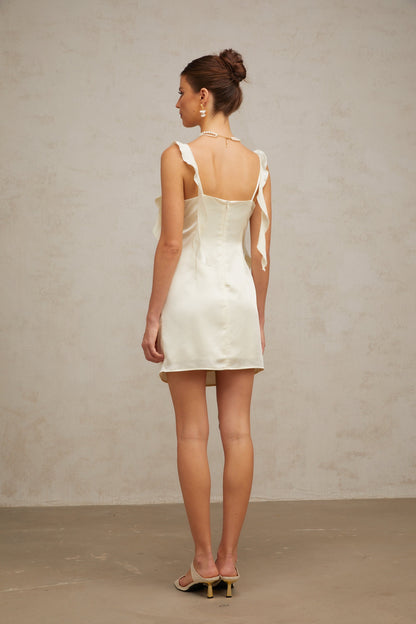 Sylvia neutrals butterfly draped mini dress