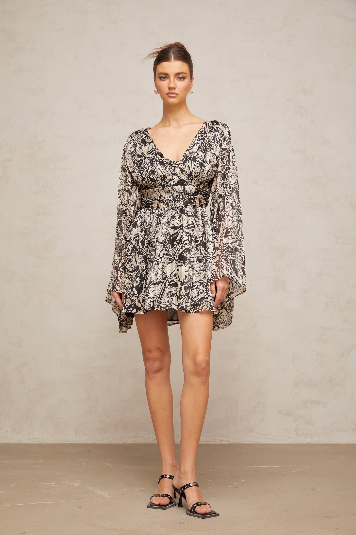 Perrine pattern-print V-neck mini dress