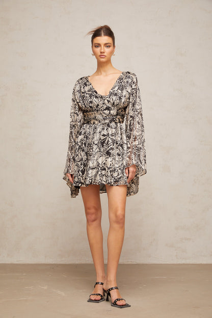 Perrine pattern-print V-neck mini dress