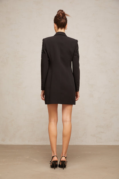 Éléna embellished sequined blazer dress in Black