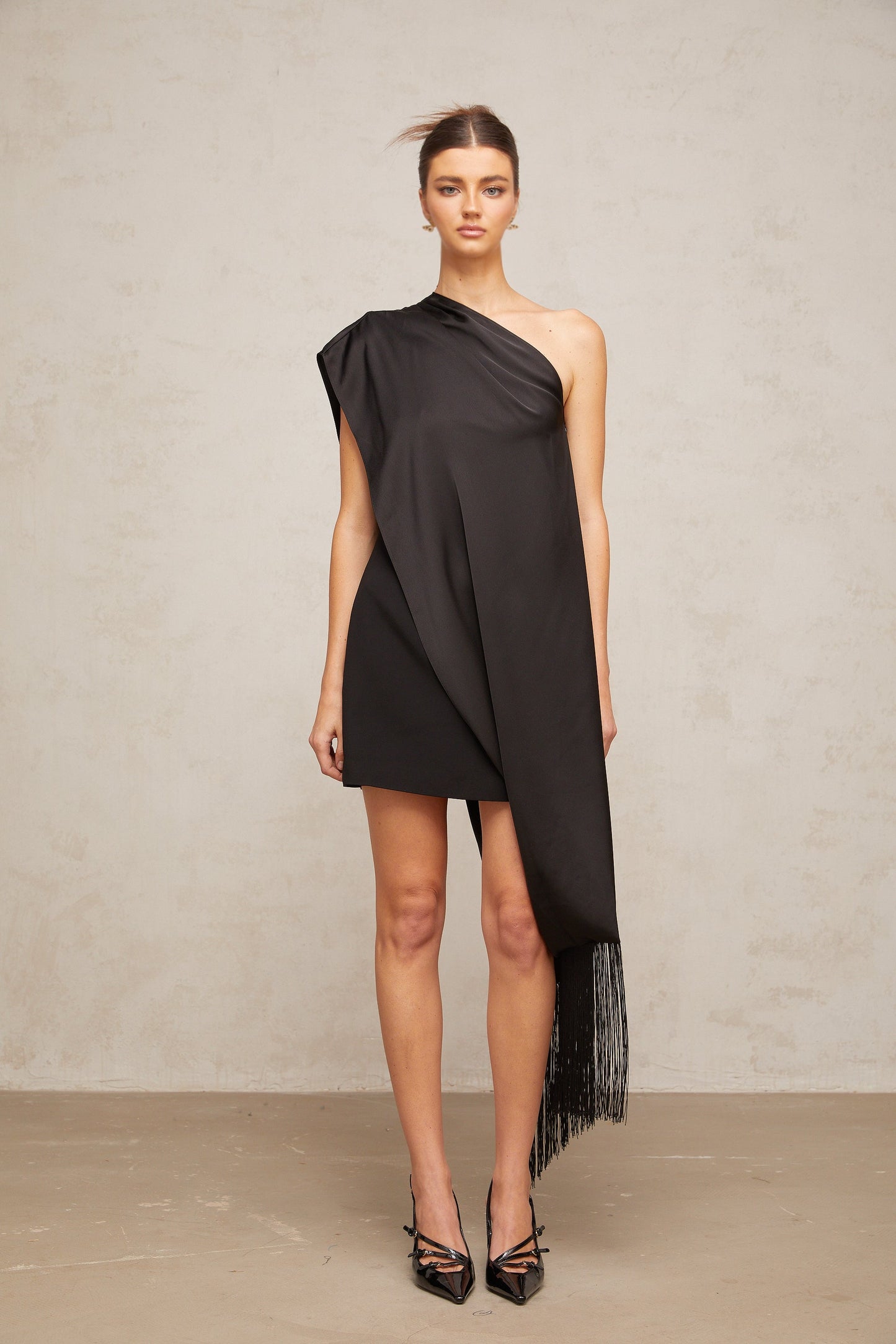 Valentine black one-shoulder mini dress