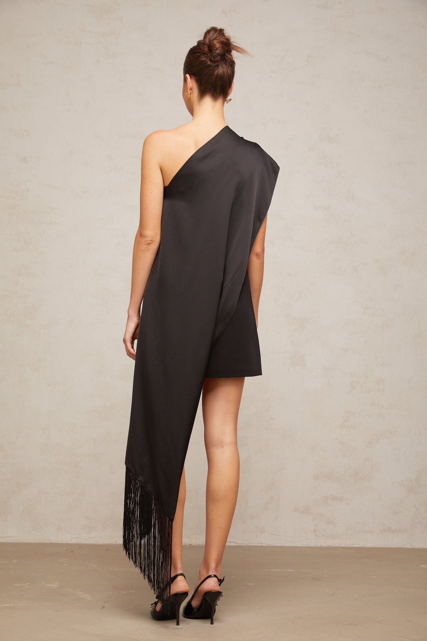 Valentine black one-shoulder mini dress