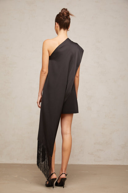 Valentine black one-shoulder mini dress