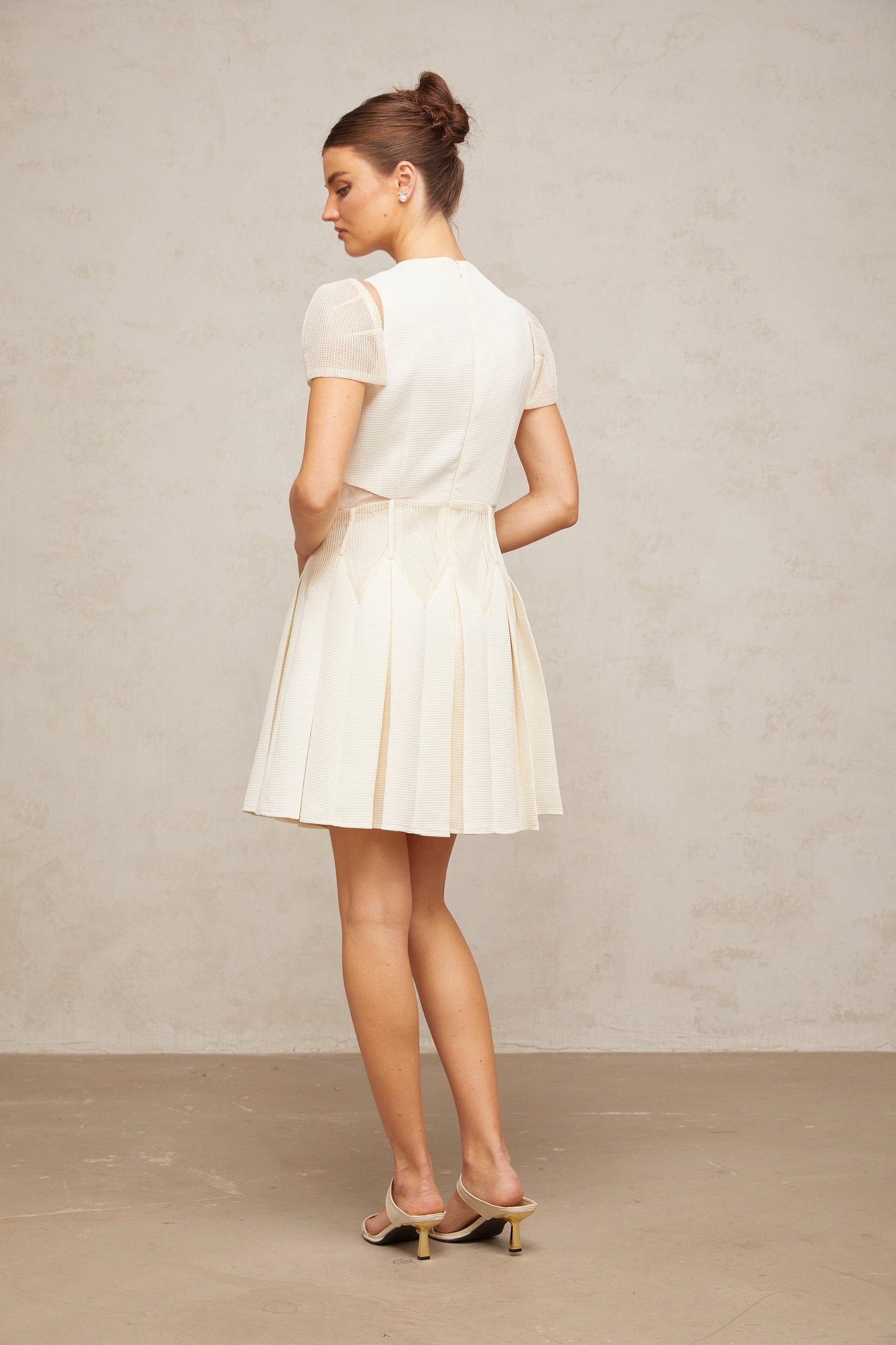 Maelle white flower-embroidery mini dress