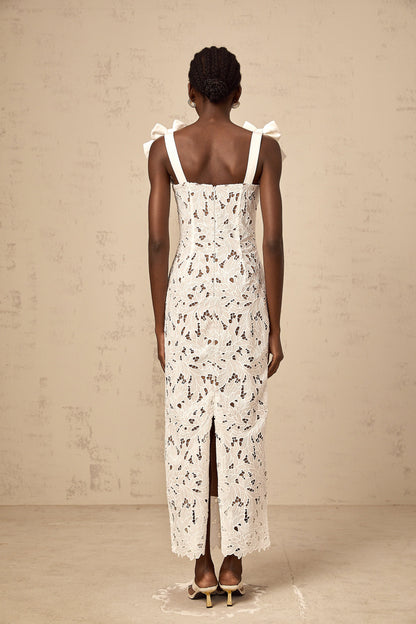 Eloise floral embroidery maxi dress in White