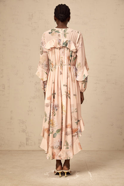 Patricia ruffled-trim floral-print midi dress