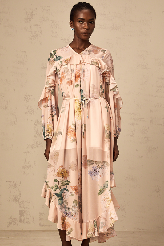 Patricia ruffled-trim floral-print midi dress