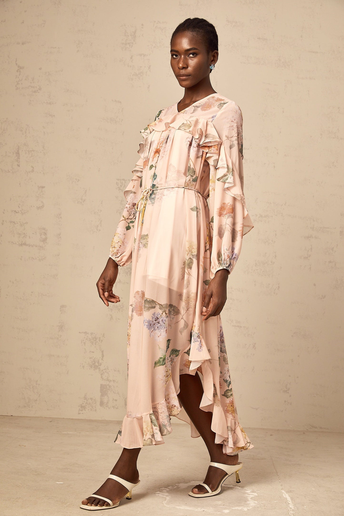 Patricia ruffled-trim floral-print midi dress