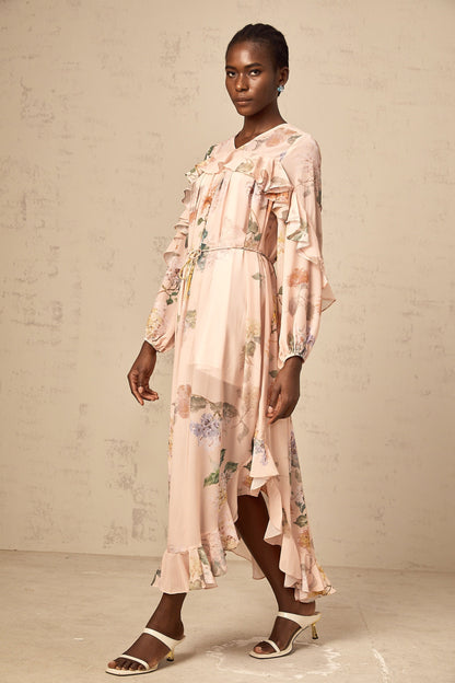 Patricia ruffled-trim floral-print midi dress