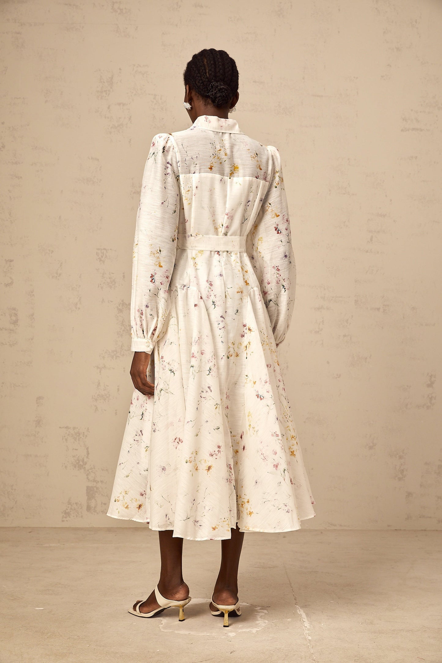 Zoé white floral-print tied midi dress