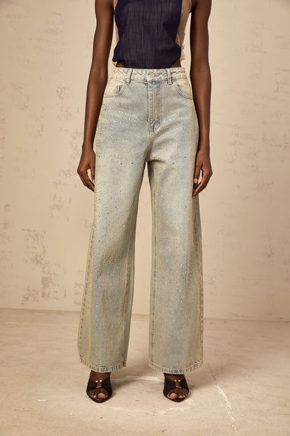 Irina light-blue rhinestone denim jeans