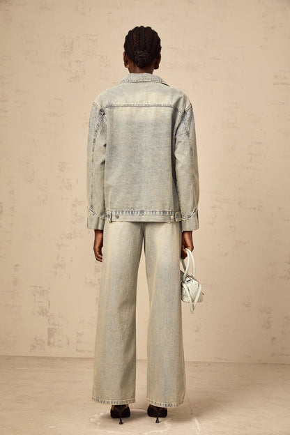 Irina light-blue rhinestone denim jacket