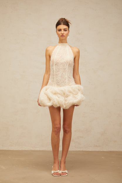 Kéa neutrals textured puff mini dress