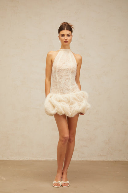 Kéa neutrals textured puff mini dress