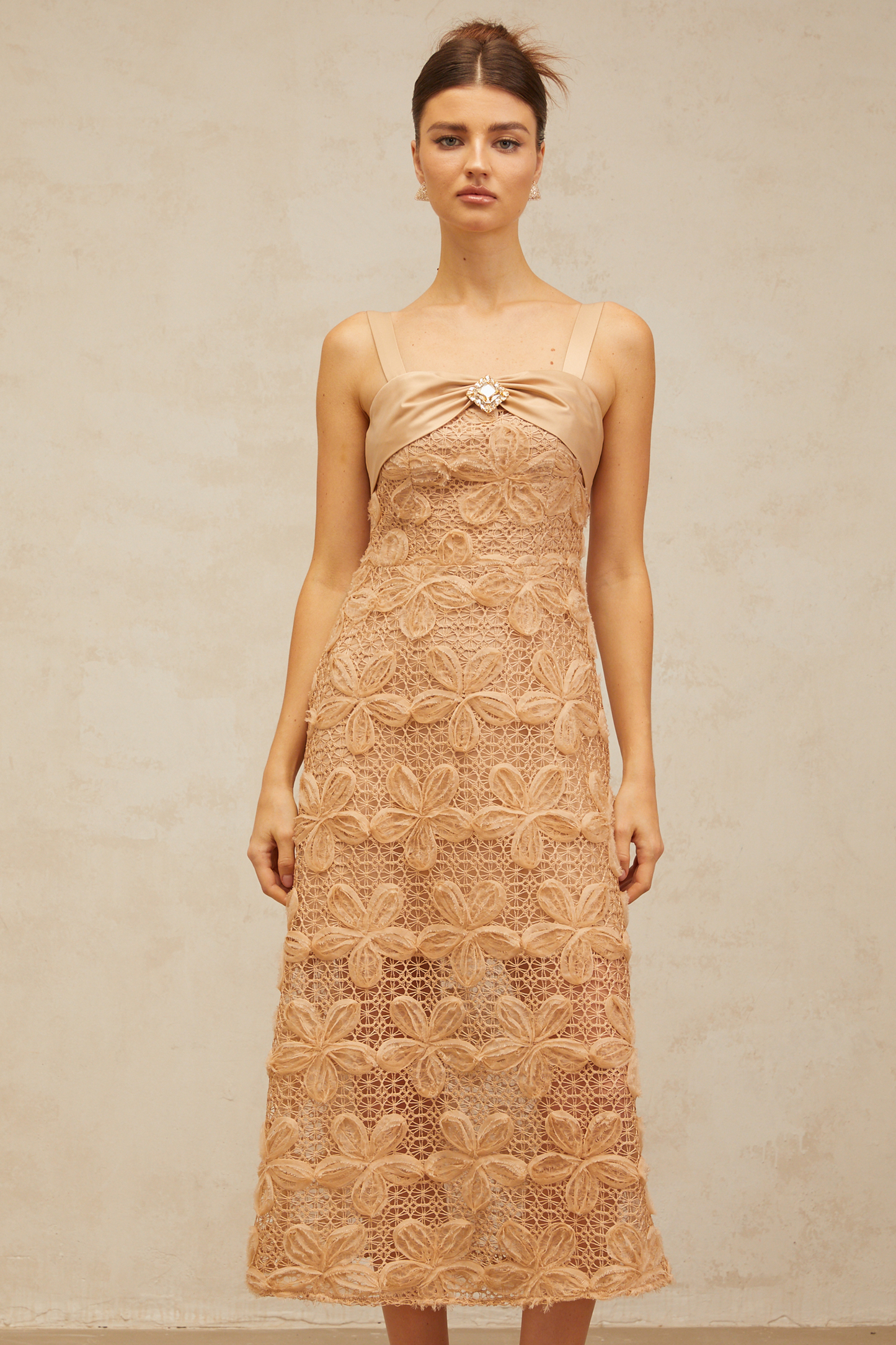 Salomé embellished corded-lace midi dress