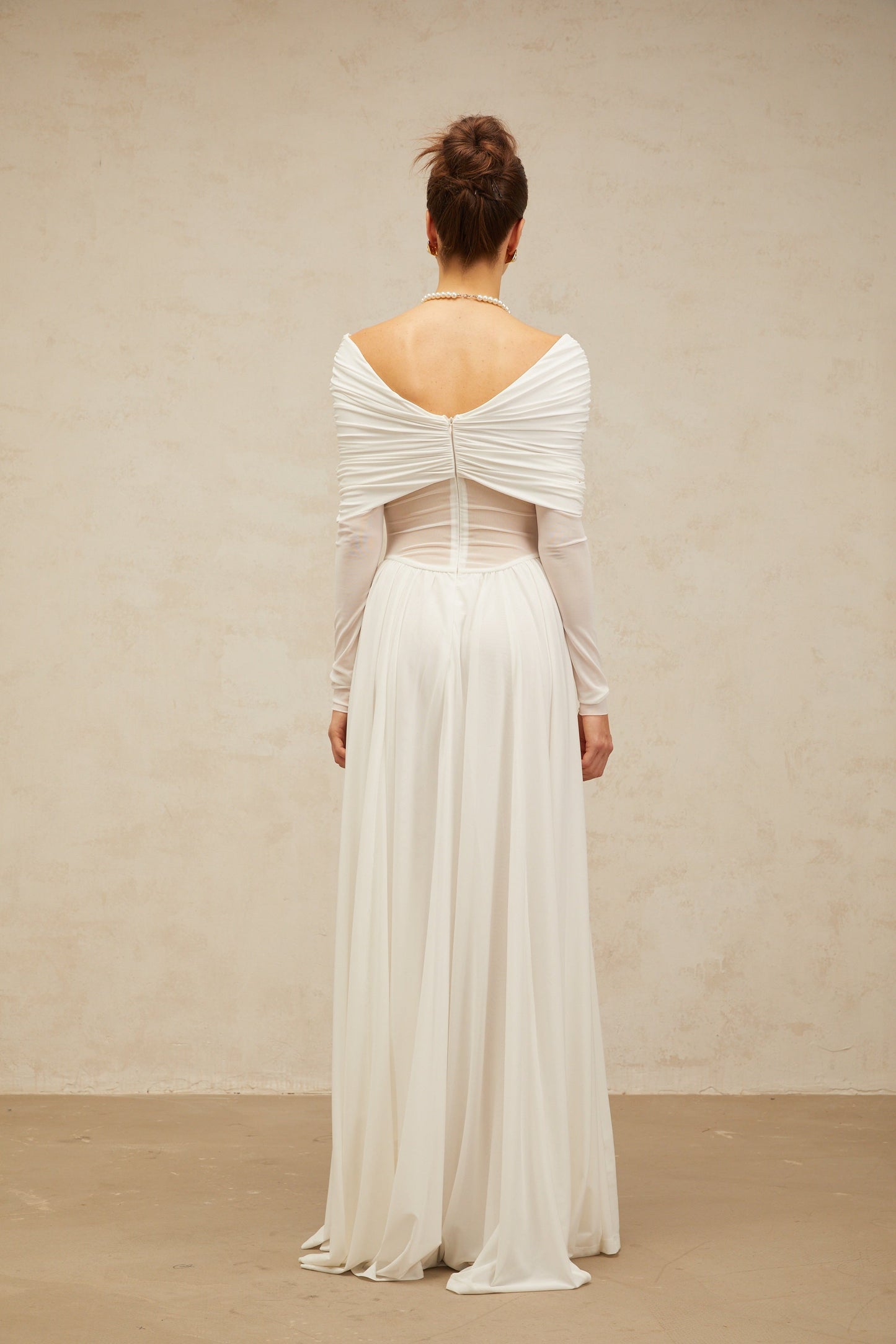 Vérane white draped-detail ruched maxi dress