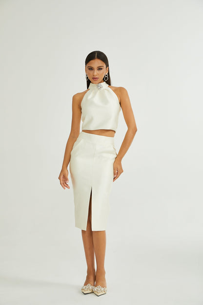 Manon white top & skirt matching set