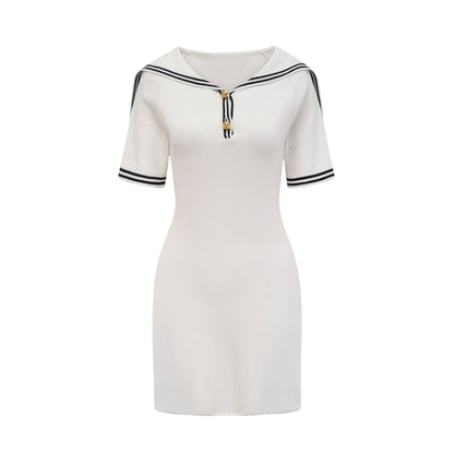 Aiza sailor collar cotton short-sleeve mini dress (US Only)