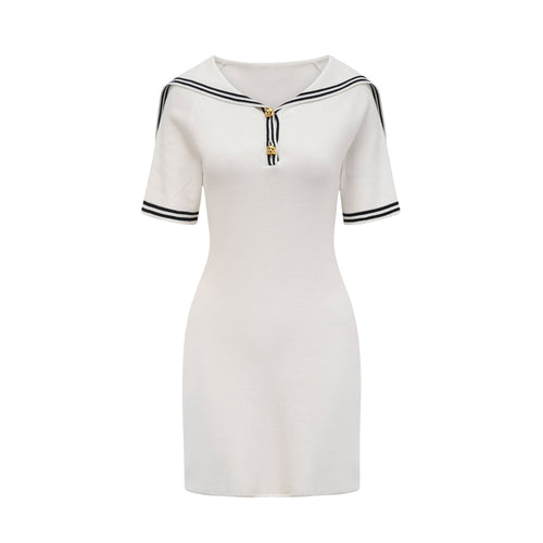 Aiza sailor collar cotton short-sleeve mini dress (US Only)