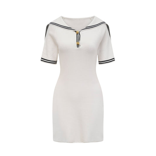 Aiza sailor collar cotton short-sleeve mini dress (US Only)