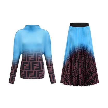Désirée color-block pleated top & skirt matching set