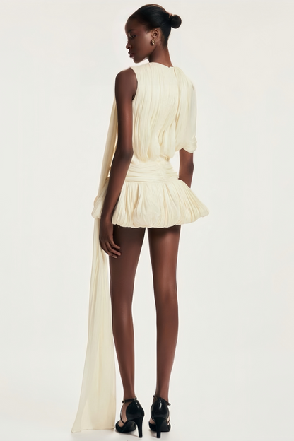 Cyrielle pleated ribbon-design mini dress