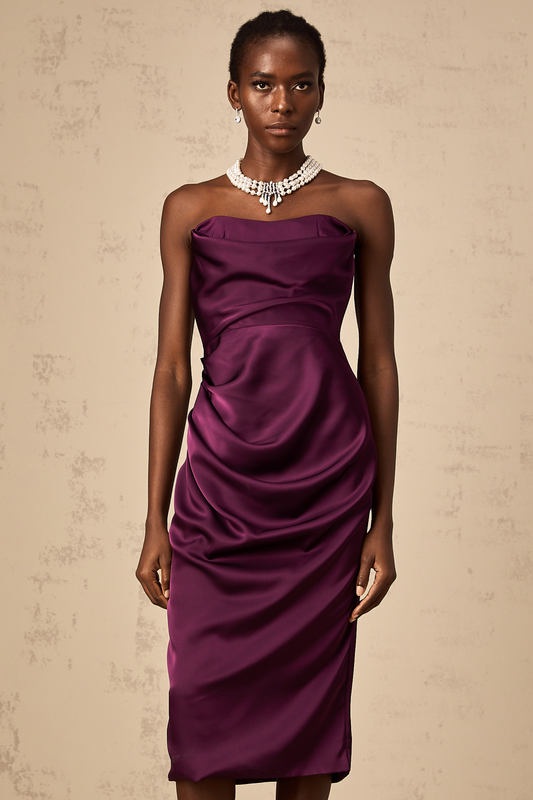 Chloé purple ruched satin midi dress