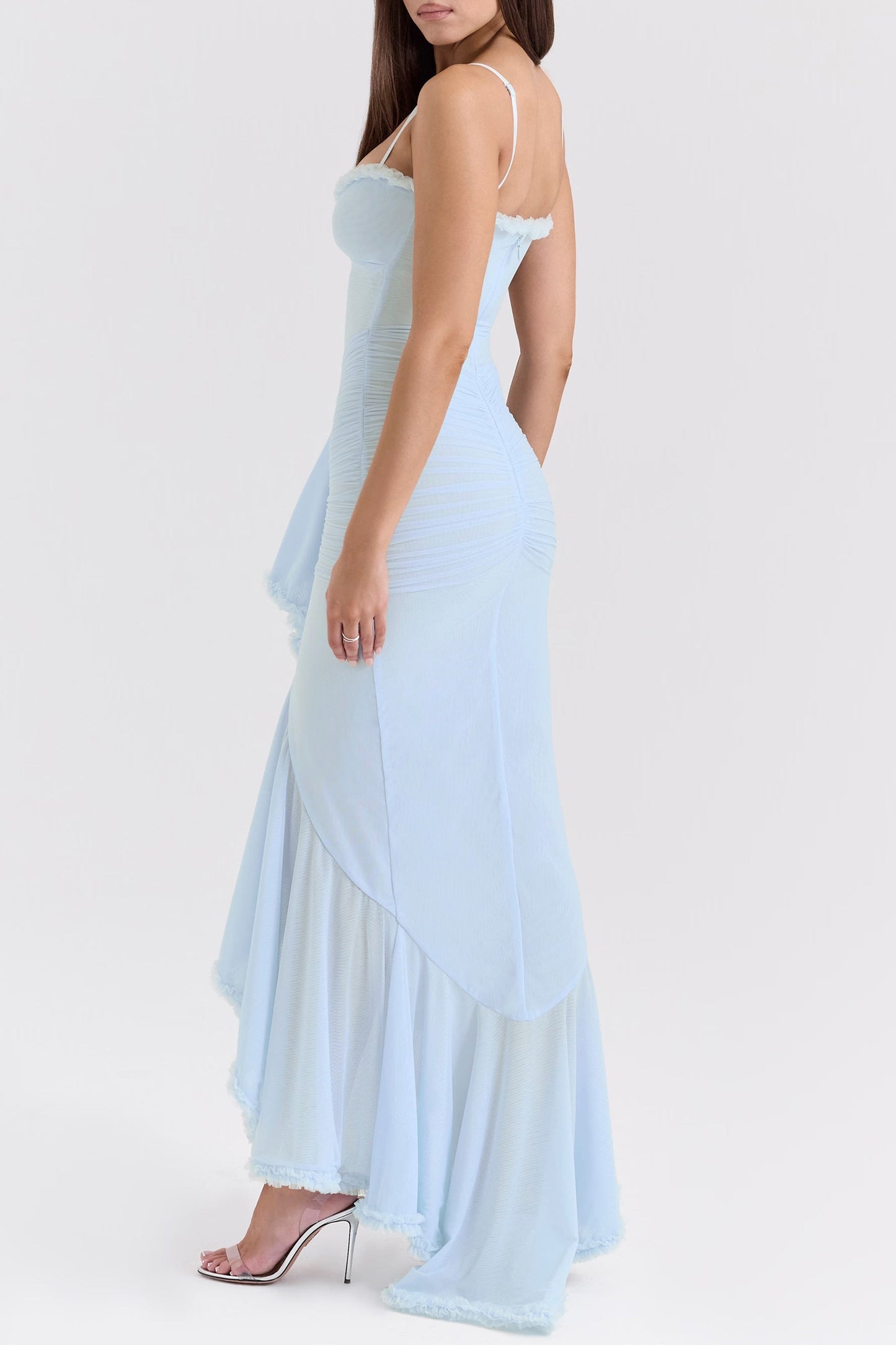 Viviane ruffle draped maxi dress in Blue