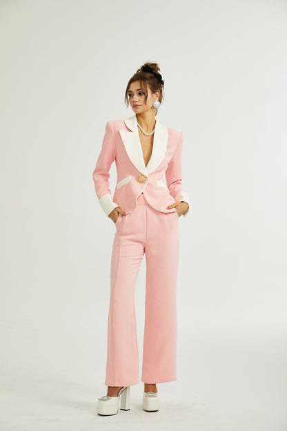 Claretta colour-block blazer & pants matching set