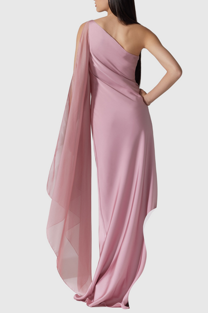 Donomam One Shoulder Ribbon Maxi Dress