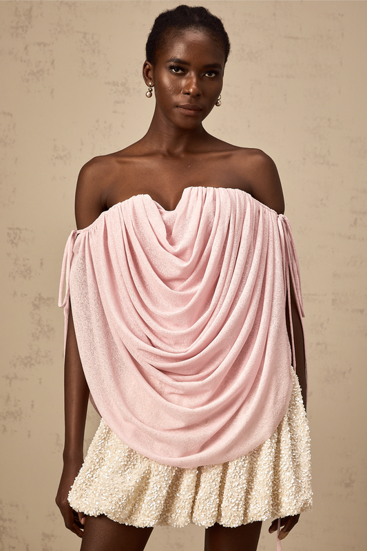 Quintina pink off-shoulder ruched top