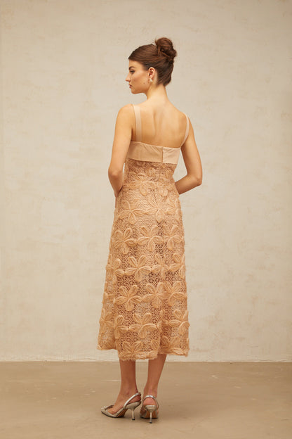 Salomé embellished corded-lace midi dress