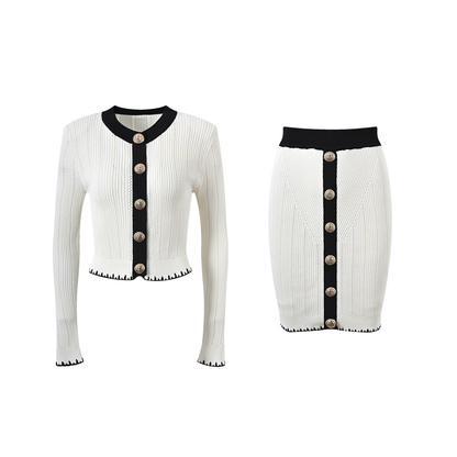 Éliane contrast-trim jacket & skirt matching set