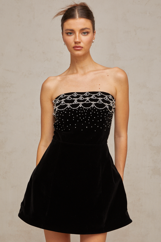 Sandrine crystal-embellished velvet mini dress