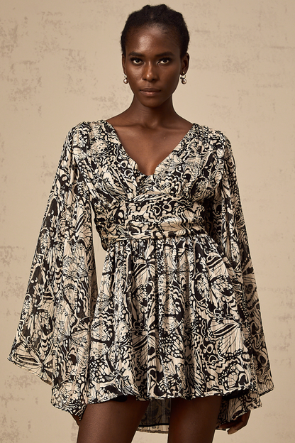 Perrine pattern-print V-neck mini dress (US Only)