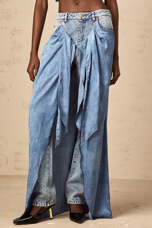 Ysabella blue layered denim jeans