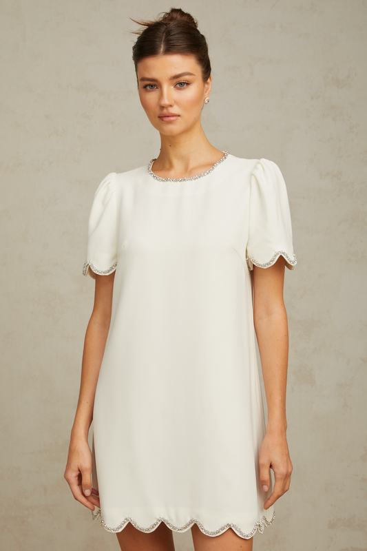 Bérénice white crystal-embellished mini dress