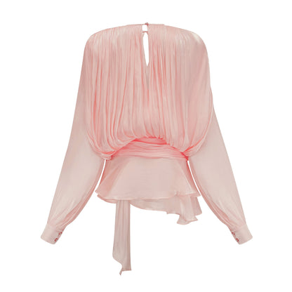 Eugénie fully-pleated ruffled mini dress in Pink