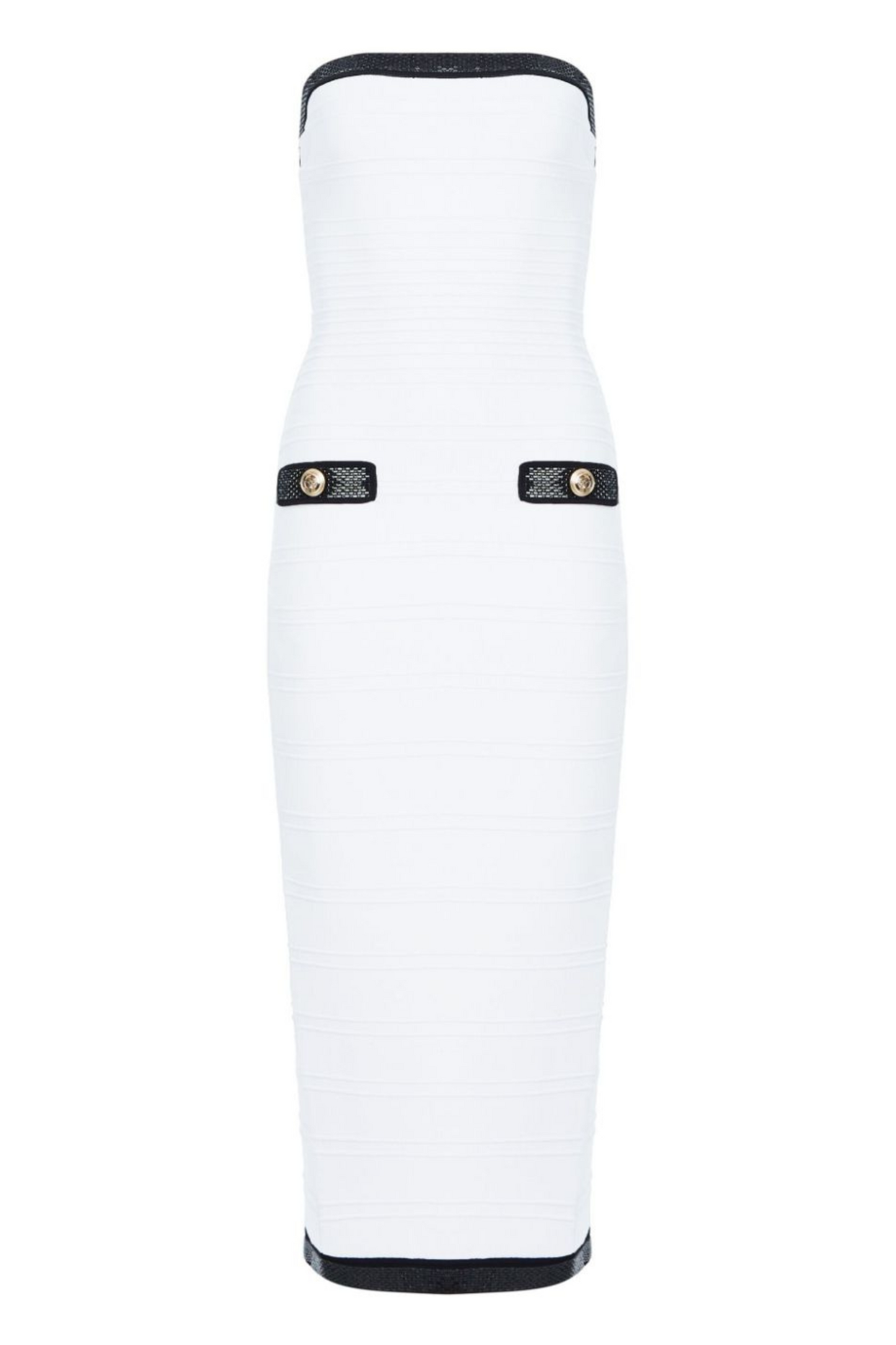 Anklyn Ribbed Strapless Midi Bandage Dress