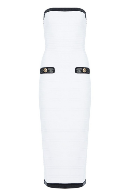 Anklyn Ribbed Strapless Midi Bandage Dress