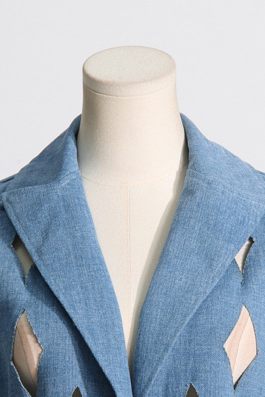 Annie Geometric Hollow Denim Coat