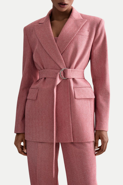 Armenb Lapel Strapless Three Piece Set - Pink