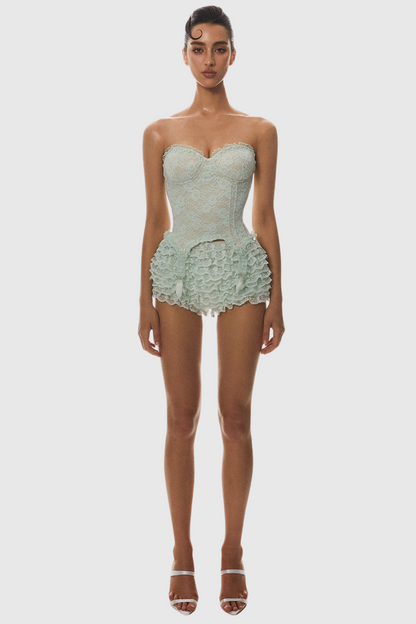 Atici Lace Strapless Corset - Green