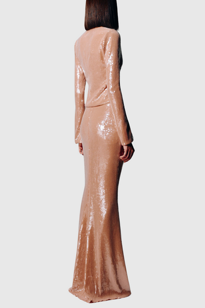 Aubelin Sequin Two Piece Set - Nude