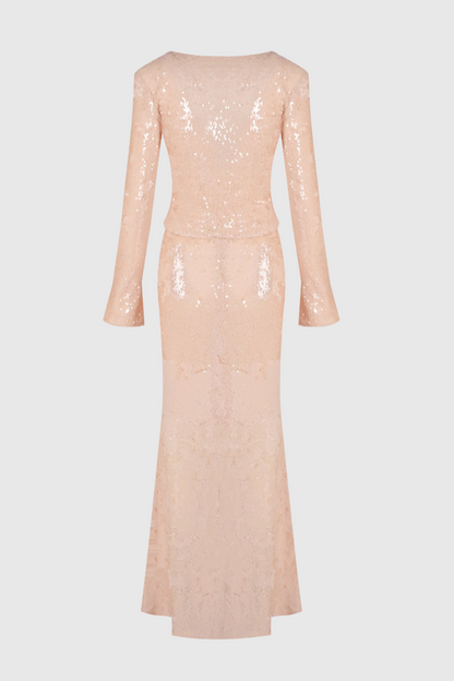 Aubelin Sequin Two Piece Set - Nude