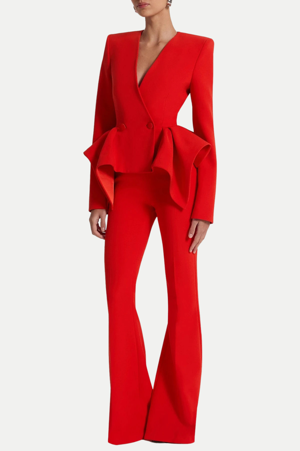 Audith Ruffled Blazer Two Piece Set