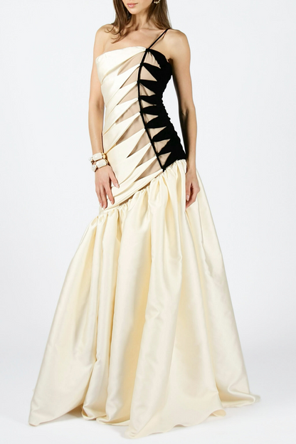 Bahar One Shoulder Satin Ruched Maxi Dress