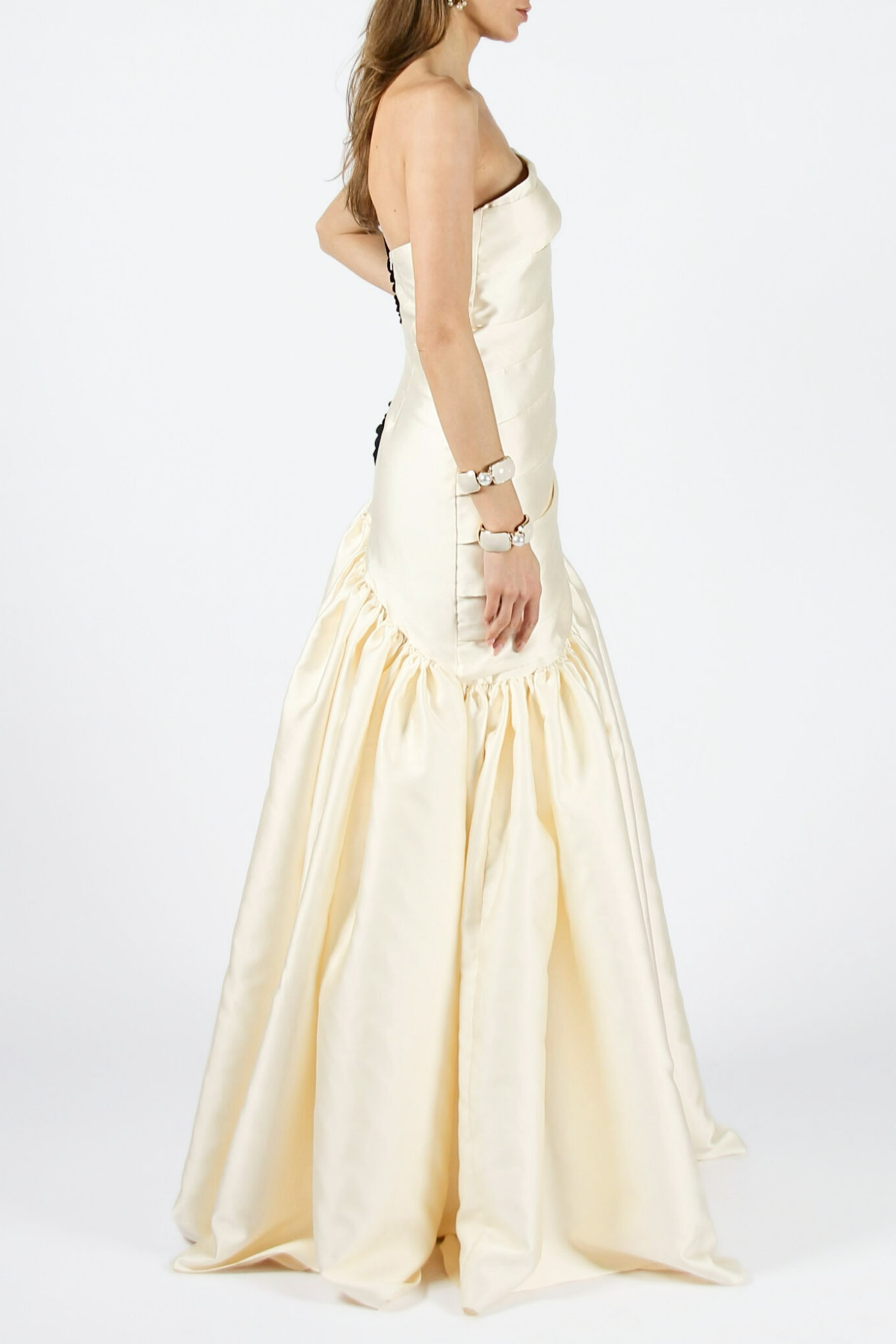 Bahar One Shoulder Satin Ruched Maxi Dress